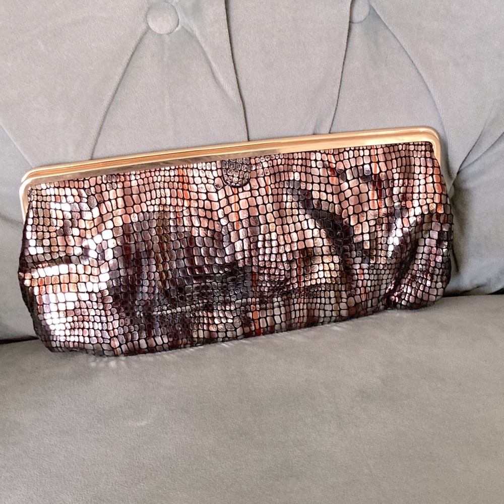 Hobo The Original Gold Clutch Small Purse in Alligator Print